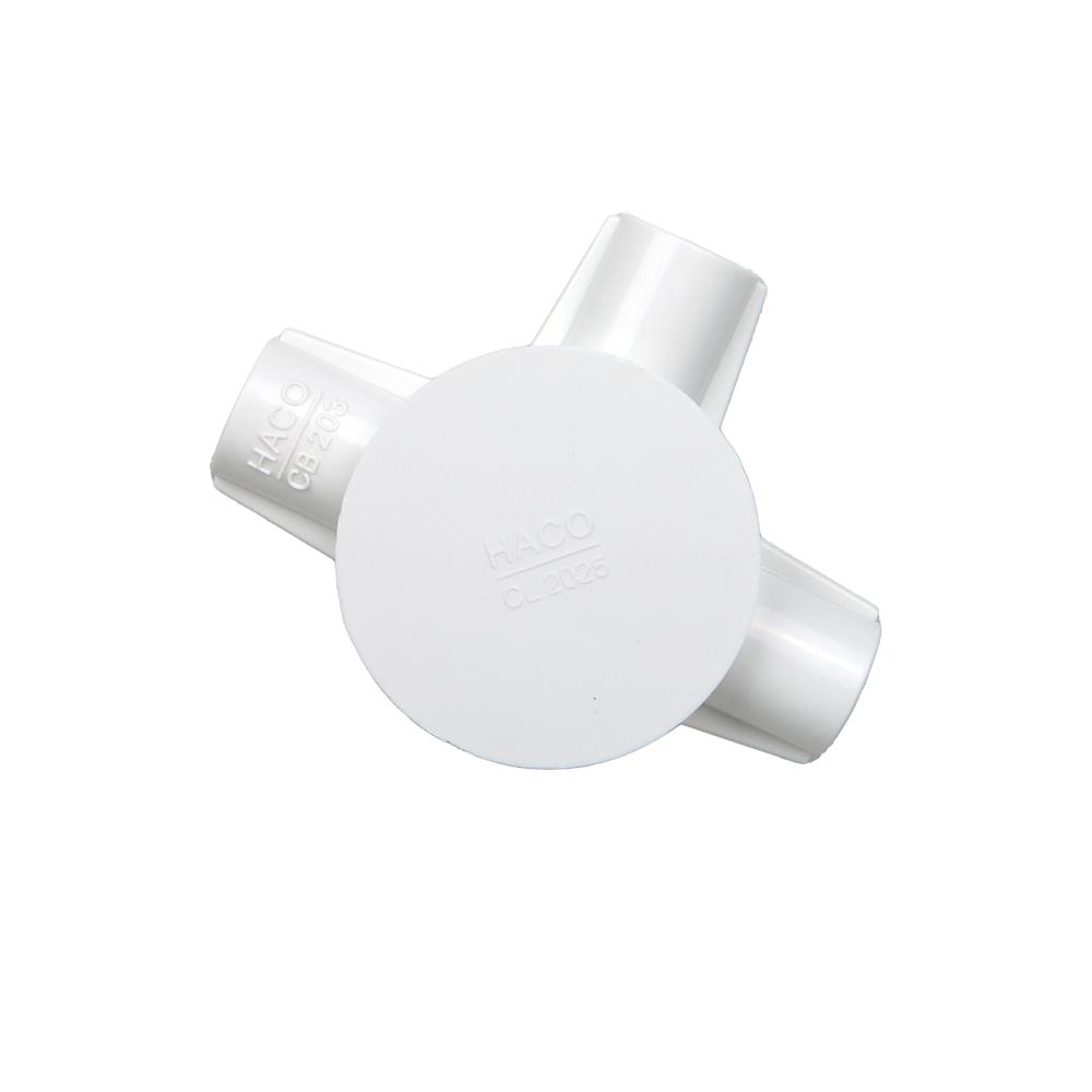 กล่องพักสาย 3 ทาง HACO 20 มม. CB203  สีขาว