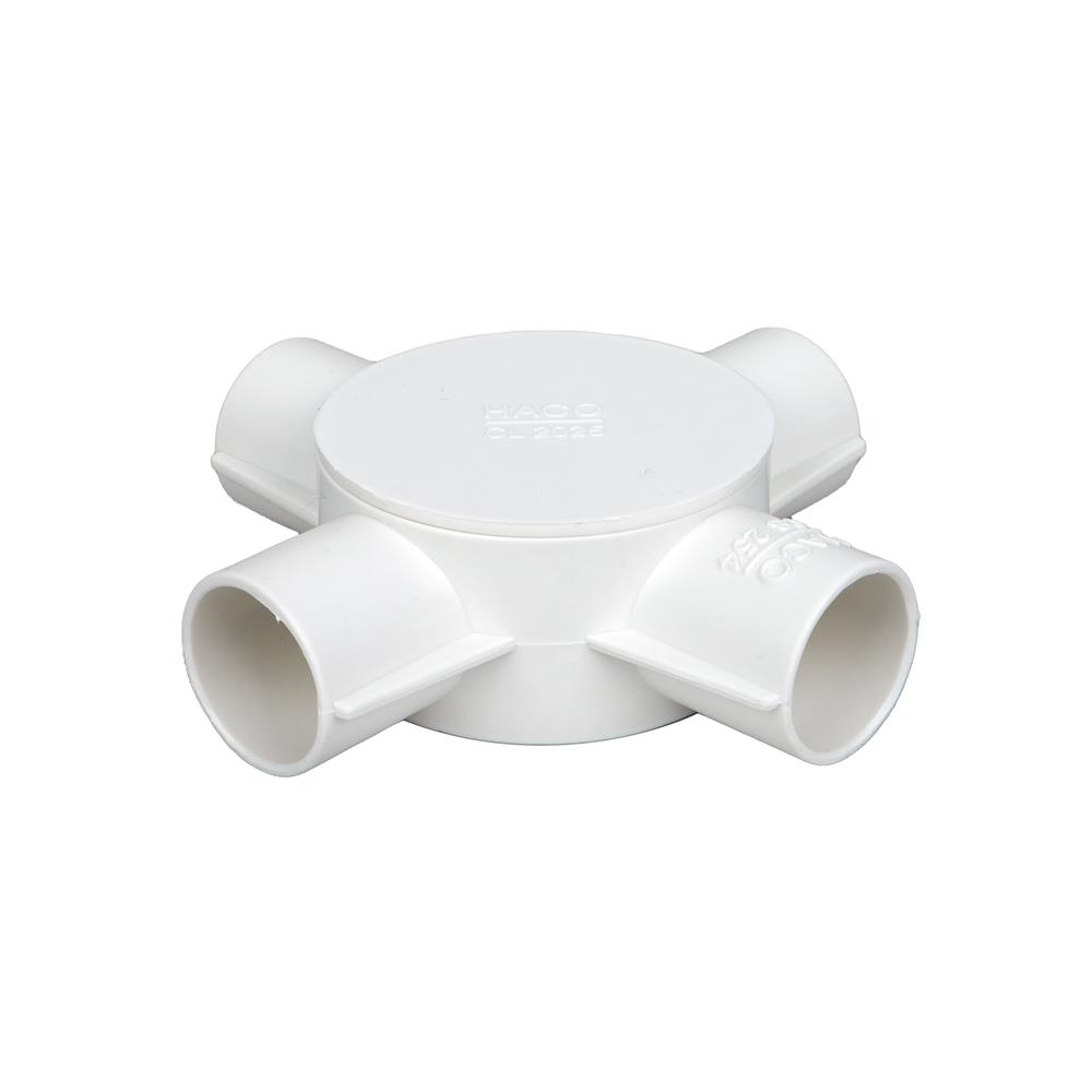 กล่องพักสาย 4 ทาง HACO 25 มม. CB254 สีขาว