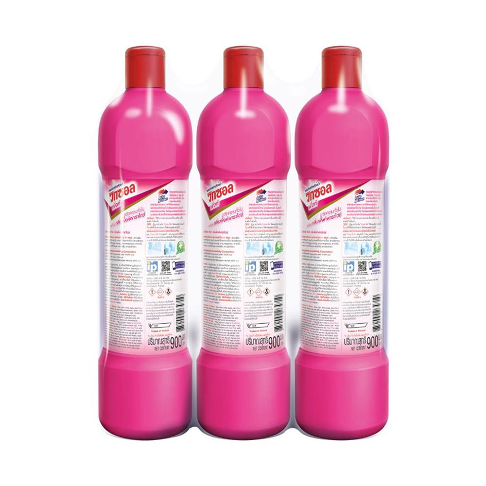 น้ำยาทำความสะอาดห้องน้ำ VIXOL 900 มล. ชมพู แพ็ก 3 ชิ้น