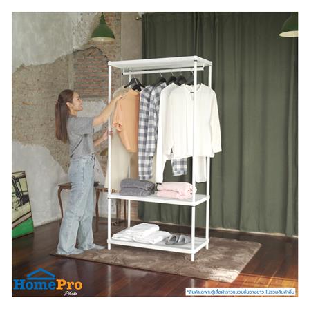 ตู้เสื้อผ้าราวแขวนพร้อมชั้นวาง PLIM MESHGRID 90X45X180 ซม. สีขาว_6