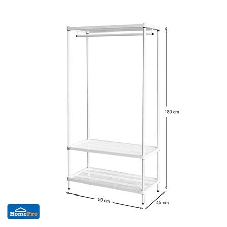 ตู้เสื้อผ้าราวแขวนพร้อมชั้นวาง PLIM MESHGRID 90X45X180 ซม. สีขาว_7