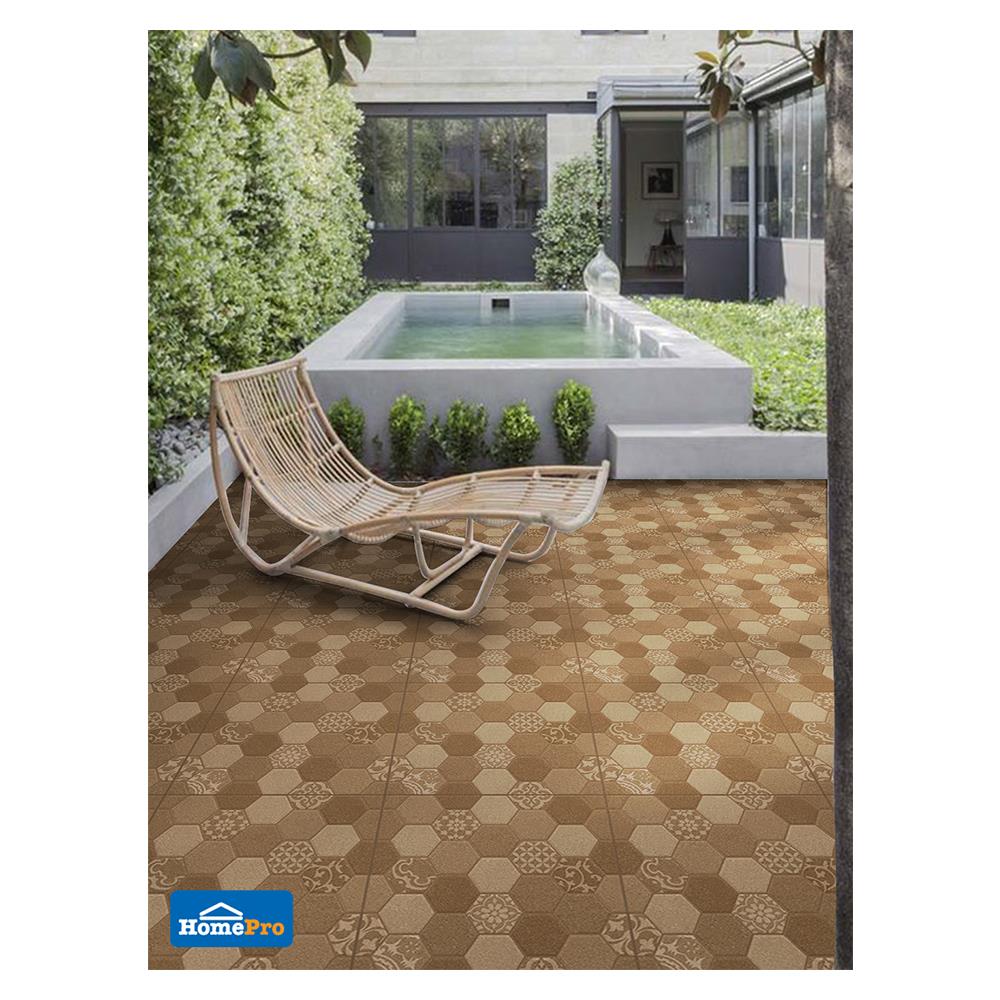 กระเบื้องพื้น 20x20 นิ้ว COTTO เฮกสเคป น้ำตาล PM 1M2