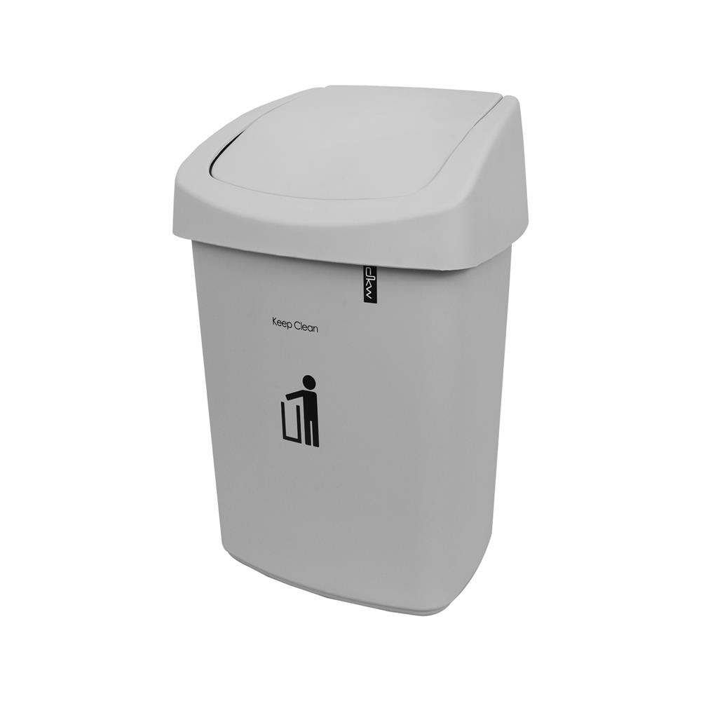 ถังขยะเหลี่ยมฝาสวิง DKW HH-207P 25 ลิตร สีเทา