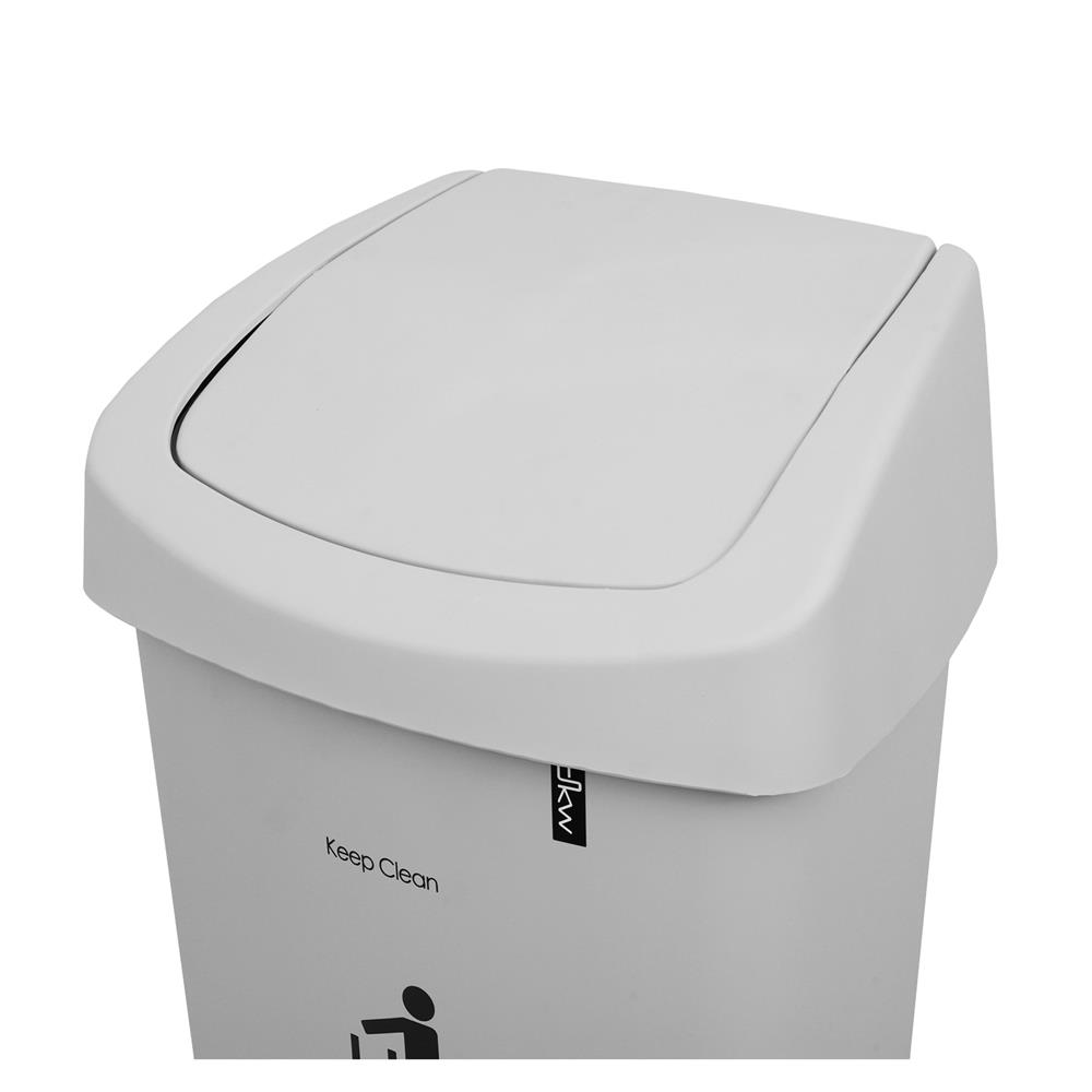 ถังขยะเหลี่ยมฝาสวิง DKW HH-207P 25 ลิตร สีเทา