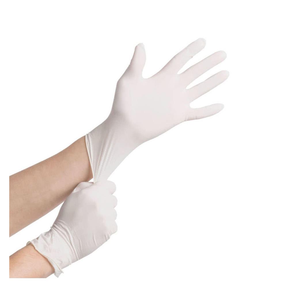 ถุงมือยางอนามัย POLY-BRITE EXTRA THIN SIZE M สีขาว