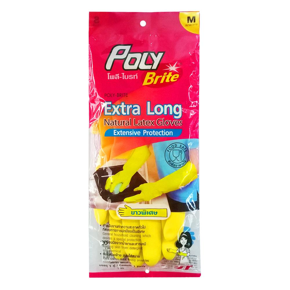 ถุงมือยาง POLY-BRITE EXTRA LONG SIZE M