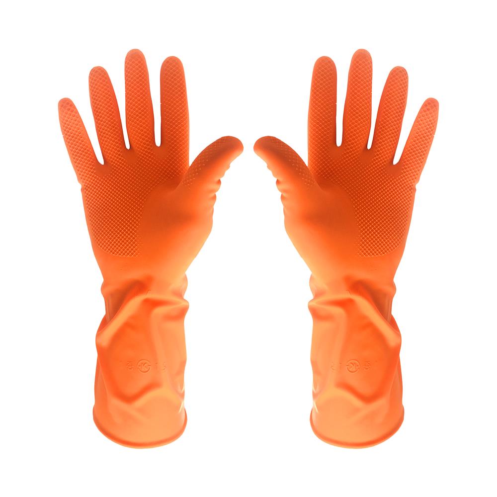 ถุงมือยาง POLY-BRITE SOFTY SIZE M สีส้ม แพ็ก 6 คู่