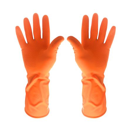 ถุงมือยาง POLY-BRITE SOFTY SIZE M สีส้ม แพ็ก 6 คู่_1