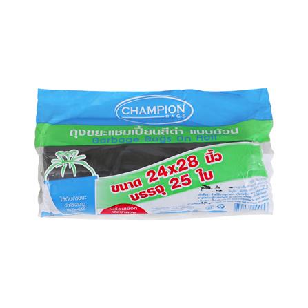 ถุงขยะม้วน CHAMPION 24X28 นิ้ว 25 ใบ สีดำ_0