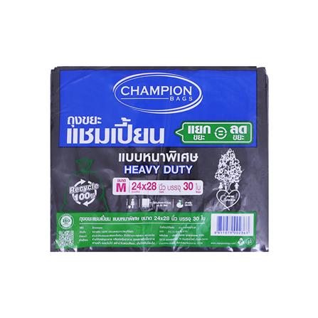ถุงขยะหนา CHAMPION 24X28 นิ้ว 30 ใบ สีดำ