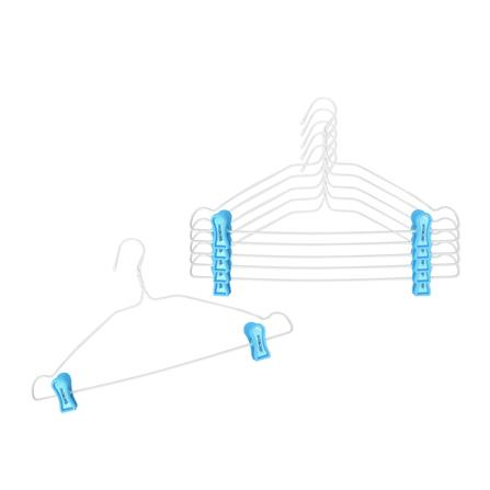 ไม้แขวนเสื้อลวดเคลือบมีตัวหนีบ มีบ่า อ.โรจน์รุ่ง สีฟ้า แพ็ก 6 ชิ้น_1