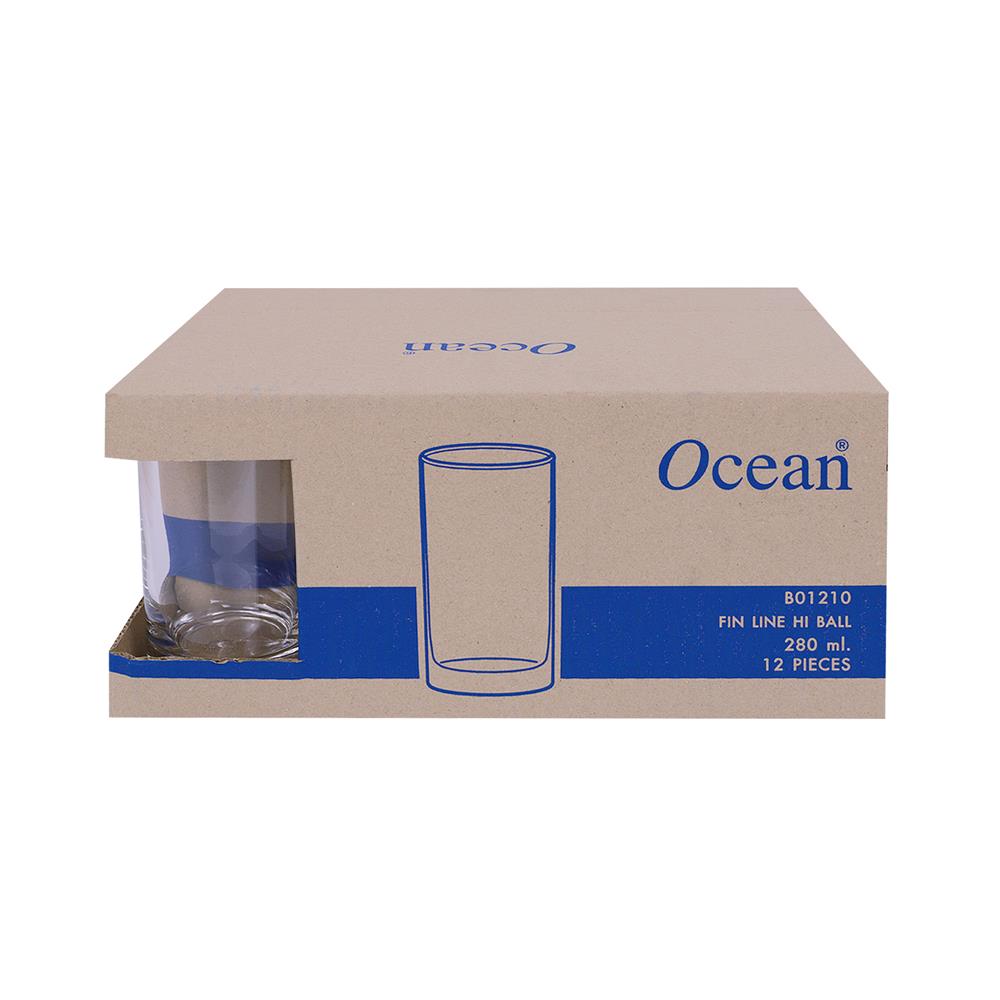 แก้วน้ำ 280ml OCEAN GLASS FIN LINE HI BALL แพ็ก 12 ใบ