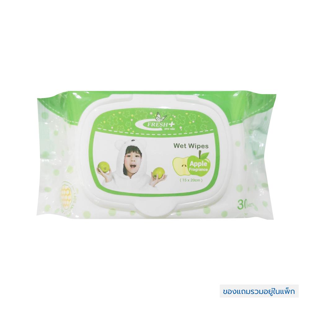 เฟรชพลัสทิชชู่เปียก 30 แผ่น แอปเปิ้ล 1 แถม 1
