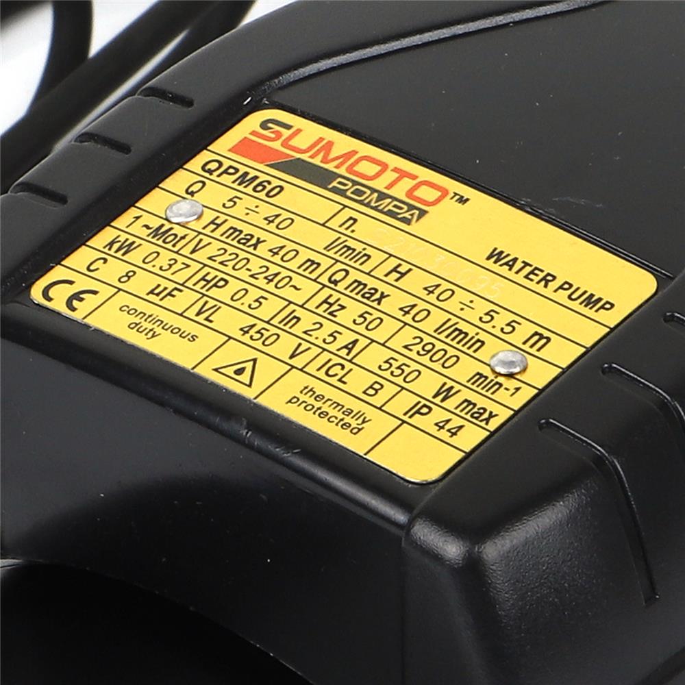 ปั๊มหอยโข่ง SUMOTO POMPA ใบพัดเฟือง QPM60 0.5 แรงม้า