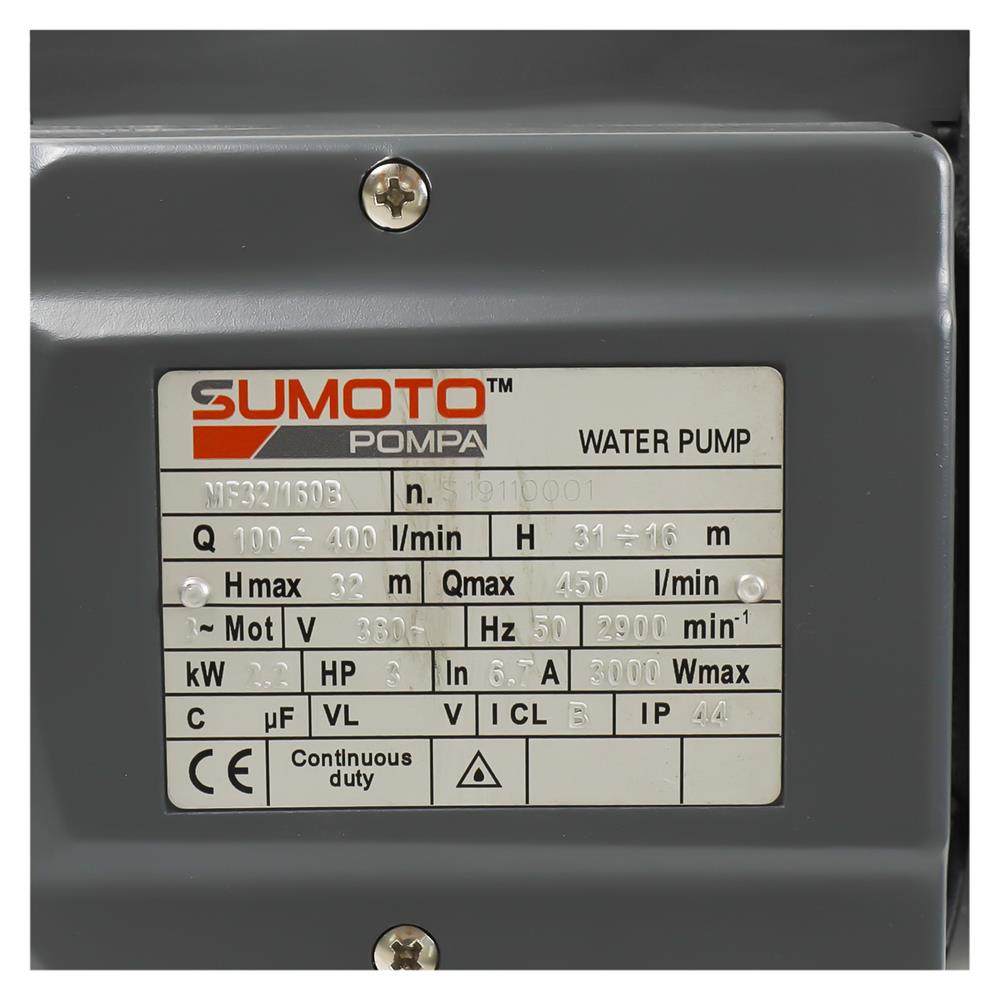 ปั๊มหอยโข่ง SUMOTO POMPA MF32/160B 3 เเรงม้า