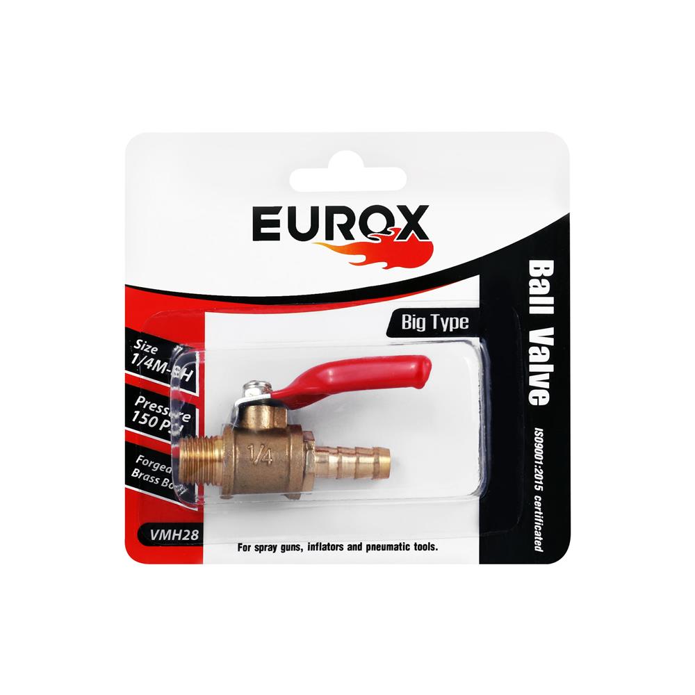 บอลวาล์วตัวผู้ - หางปลา EUROX 2 หุน สีทอง
