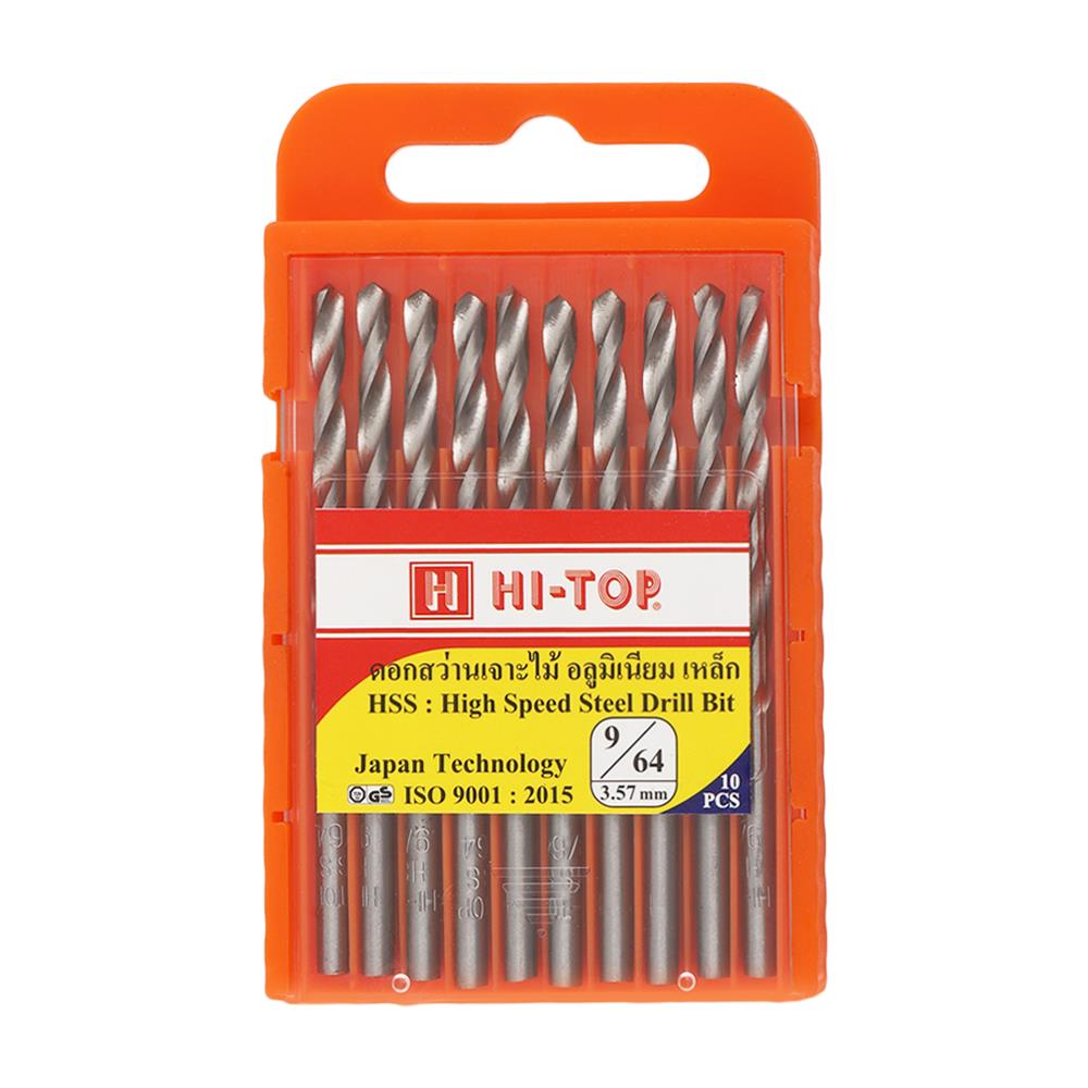 ดอกเจาะไม้ HI-TOP 9/64 3.57 มม. แพ็ก 10 ชิ้น