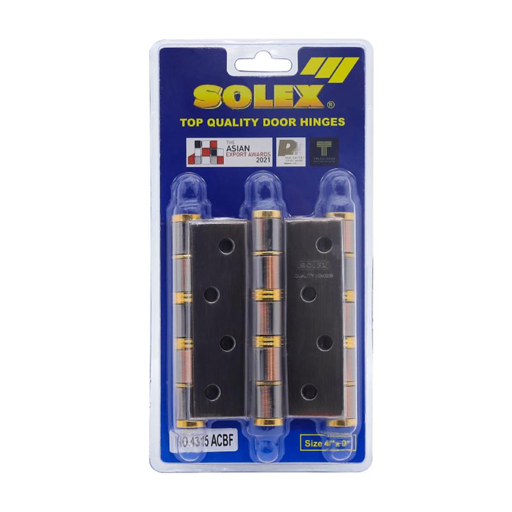 บานพับ 4X3 นิ้ว X 2 มม. SOLEX 4315 สีทองแดงรมดำ (แพ็ก 3 ชิ้น)