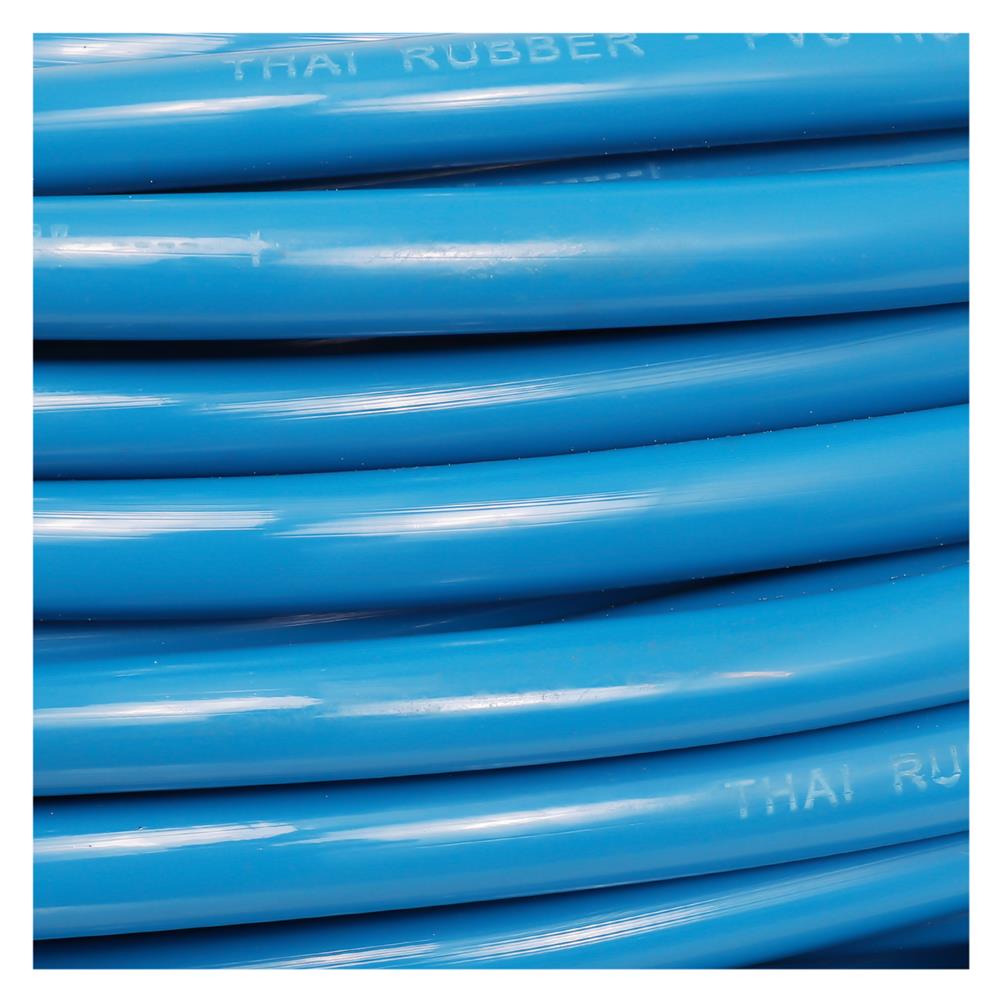 สายยางม้วนเด้ง ท่อยางไทย 5/8 นิ้ว X 100 ม. สีฟ้า
