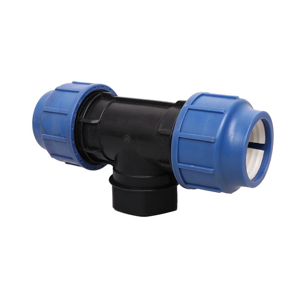 สามทางสวมล็อก PE เกลียวใน TOWAI 63 มม.X2 นิ้ว สีดำ-น้ำเงิน