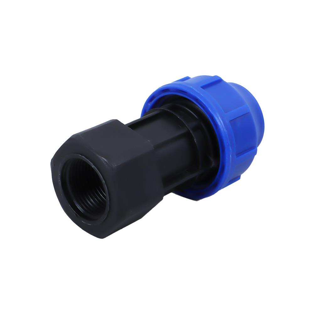 ข้อต่อตรงสวมล็อกเกลียวใน PE TOWAI 25 มม.X3/4 นิ้ว สีดำ-น้ำเงิน