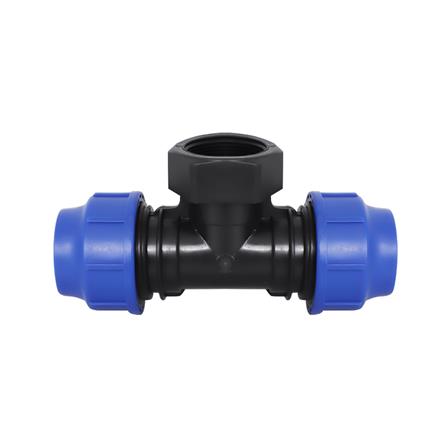 สามทางสวมล็อก PE เกลียวใน TOWAI 40 มม.X1 1/2 นิ้ว สีดำ-น้ำเงิน_1