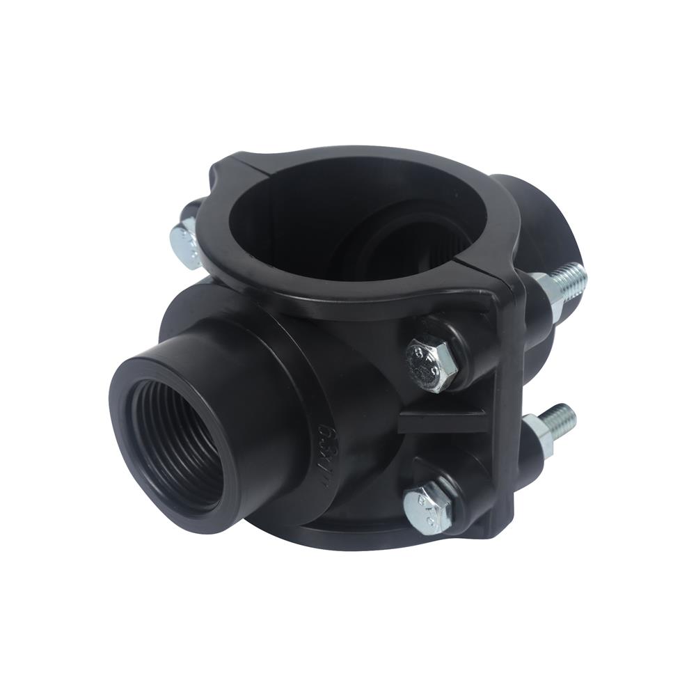 แคลมป์ท่อพีอี-เกลียว 2 ด้าน TOWAI 63 มม.X1 นิ้ว