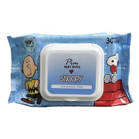แผ่นเช็ดทำความสะอาดผิว SNOOPY BABY WIPES ไม่มีกลิ่น 30 แผ่น 1แถม1_0