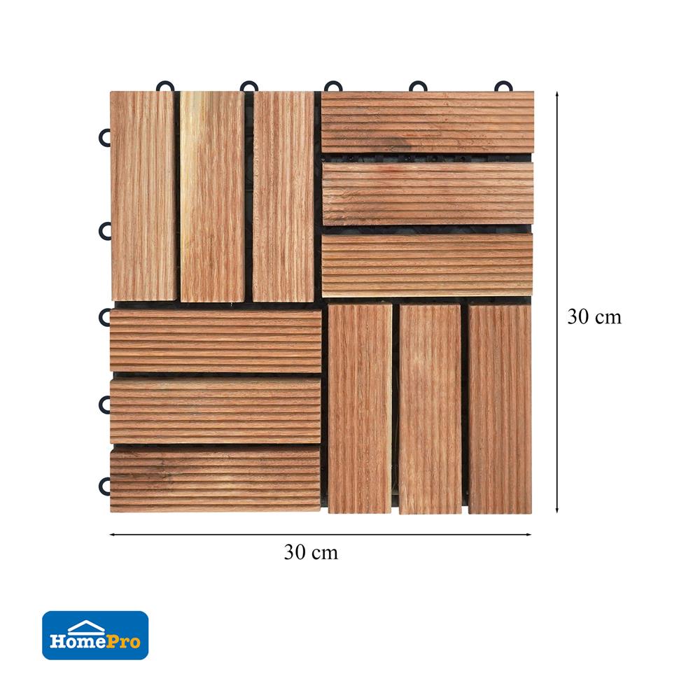 ทางเท้าไม้แคมปัส ลายสี่เหลี่ยมสลับเล็ก ME LIVING 30X30 ซม.