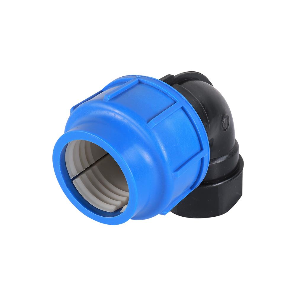 ข้องอสวมล็อก PE เกลียวใน TOWAI 50 มม.X1 1/2 นิ้ว สีดำ-น้ำเงิน