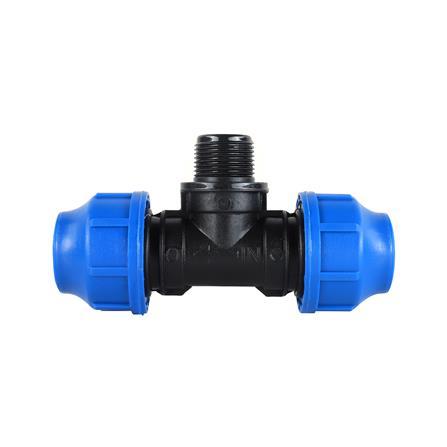ข้อต่อสามทางสวมล็อก PE เกลียวนอก TOWAI 25 มม.X3/4 นิ้ว สีดำ-น้ำเงิน_1