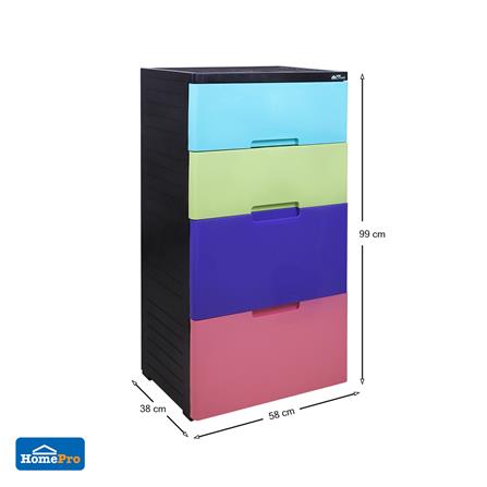 ตู้ลิ้นชัก 4 ชั้น STACKO A58 58X38X99 ซม. หลากสี_4