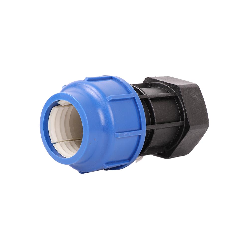 ข้อต่อตรงสวมล็อค PE เกลียวใน TOWAI 50 มม.X2 นิ้ว สีดำ-น้ำเงิน