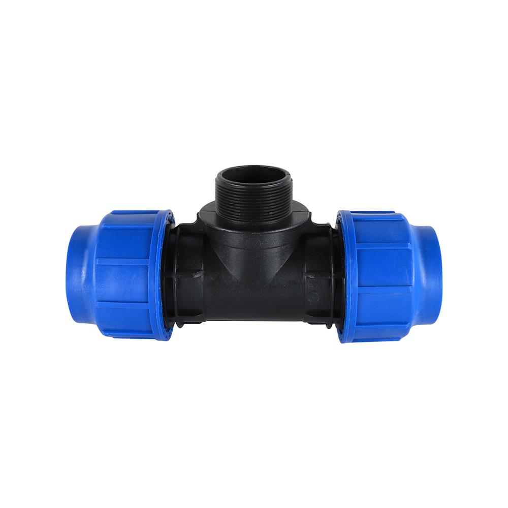 สามทางสวมล็อค PE เกลียวนอก TOWAI 63 มม.X2 นิ้ว สีดำ-น้ำเงิน