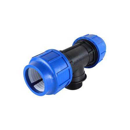 สามทางสวมล็อค PE เกลียวนอก TOWAI 63 มม.X2 นิ้ว สีดำ-น้ำเงิน