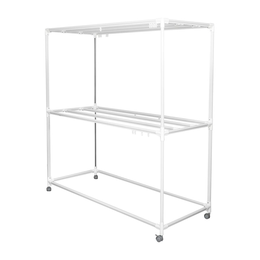 ราวตากผ้าเหล็กมีล้อ 8 เส้น PLIM 1.5 ม. สีขาว