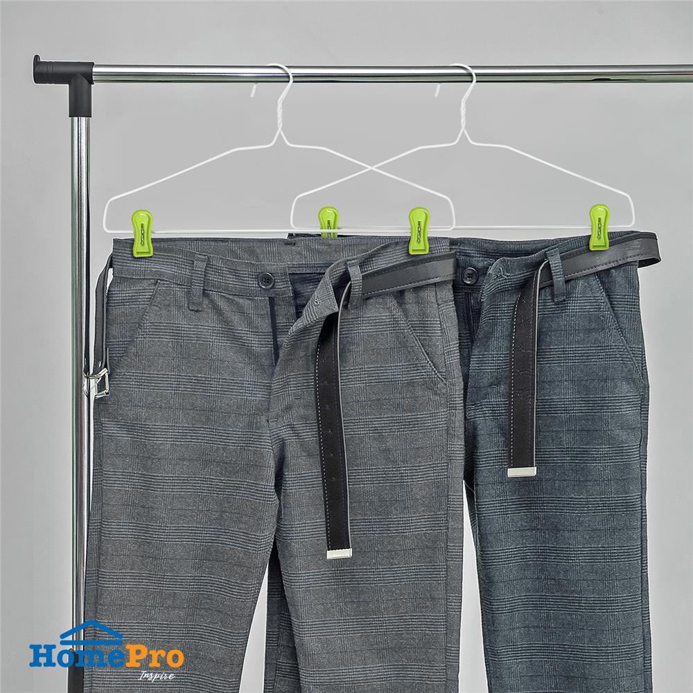 ไม้แขวนเสื้อเคลือบ PVC พร้อมตัวหนีบ PLIM สีเขียว แพ็ก 6 ชิ้น