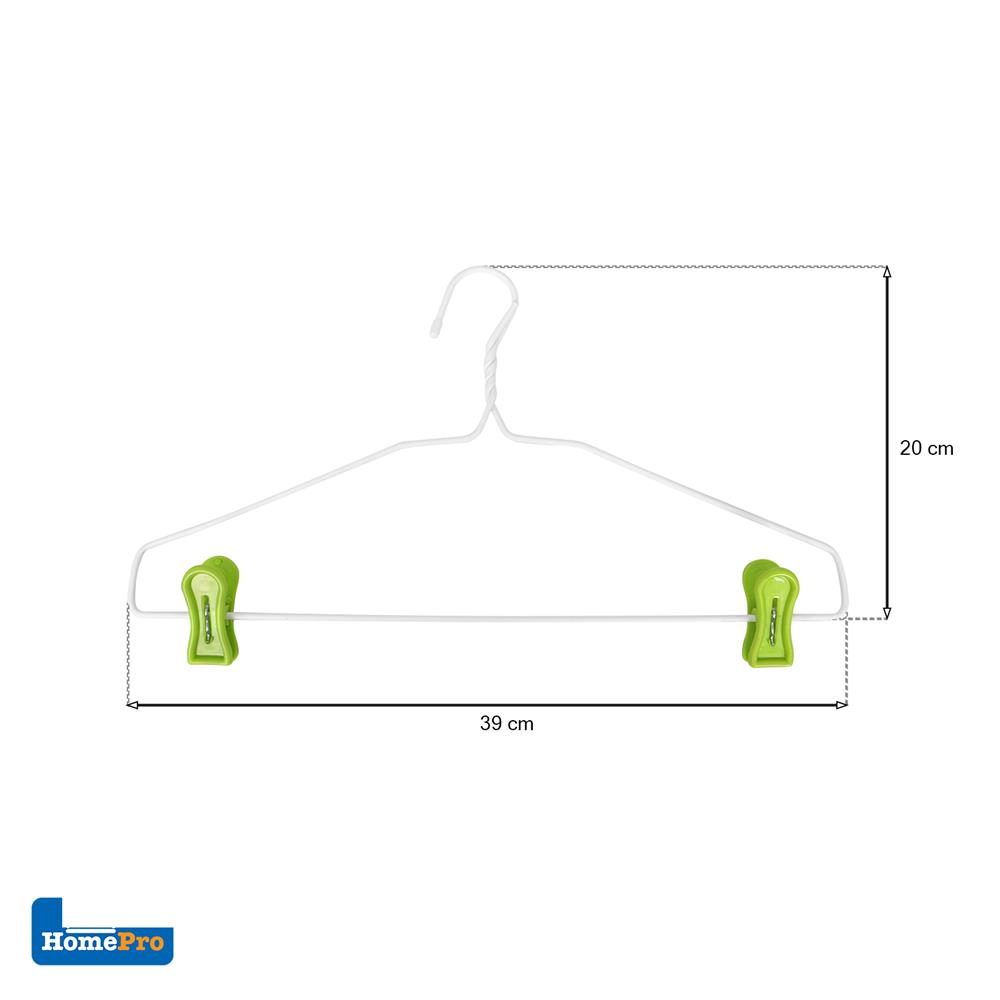 ไม้แขวนเสื้อเคลือบ PVC พร้อมตัวหนีบ PLIM สีเขียว แพ็ก 6 ชิ้น