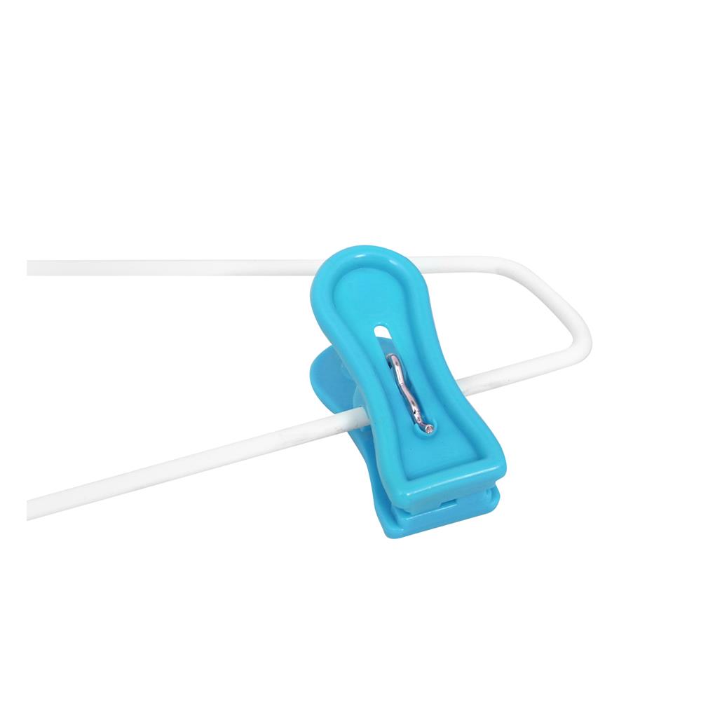 ไม้แขวนเสื้อเคลือบ PVC พร้อมตัวหนีบ PLIM สีฟ้า แพ็ก 6 ชิ้น