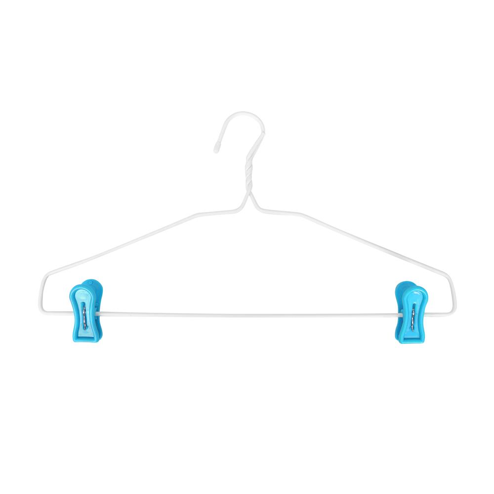 ไม้แขวนเสื้อเคลือบ PVC พร้อมตัวหนีบ PLIM สีฟ้า แพ็ก 6 ชิ้น