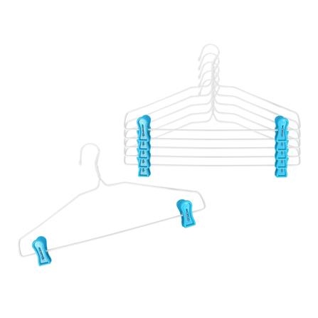 ไม้แขวนเสื้อเคลือบ PVC พร้อมตัวหนีบ PLIM สีฟ้า แพ็ก 6 ชิ้น_1
