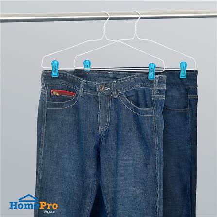 ไม้แขวนเสื้อเคลือบ PVC พร้อมตัวหนีบ PLIM สีฟ้า แพ็ก 6 ชิ้น_3