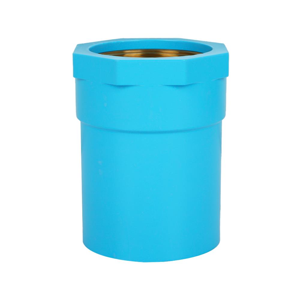 ข้อต่อตรงเกลียวในทองเหลือง SCG 2 นิ้ว สีฟ้า