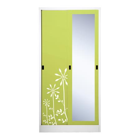 ตู้เสื้อผ้าเหล็กบานเลื่อนผสมกระจกเงา KIOSK SXW-18/I 91.4 ซม. สีเขียว_0