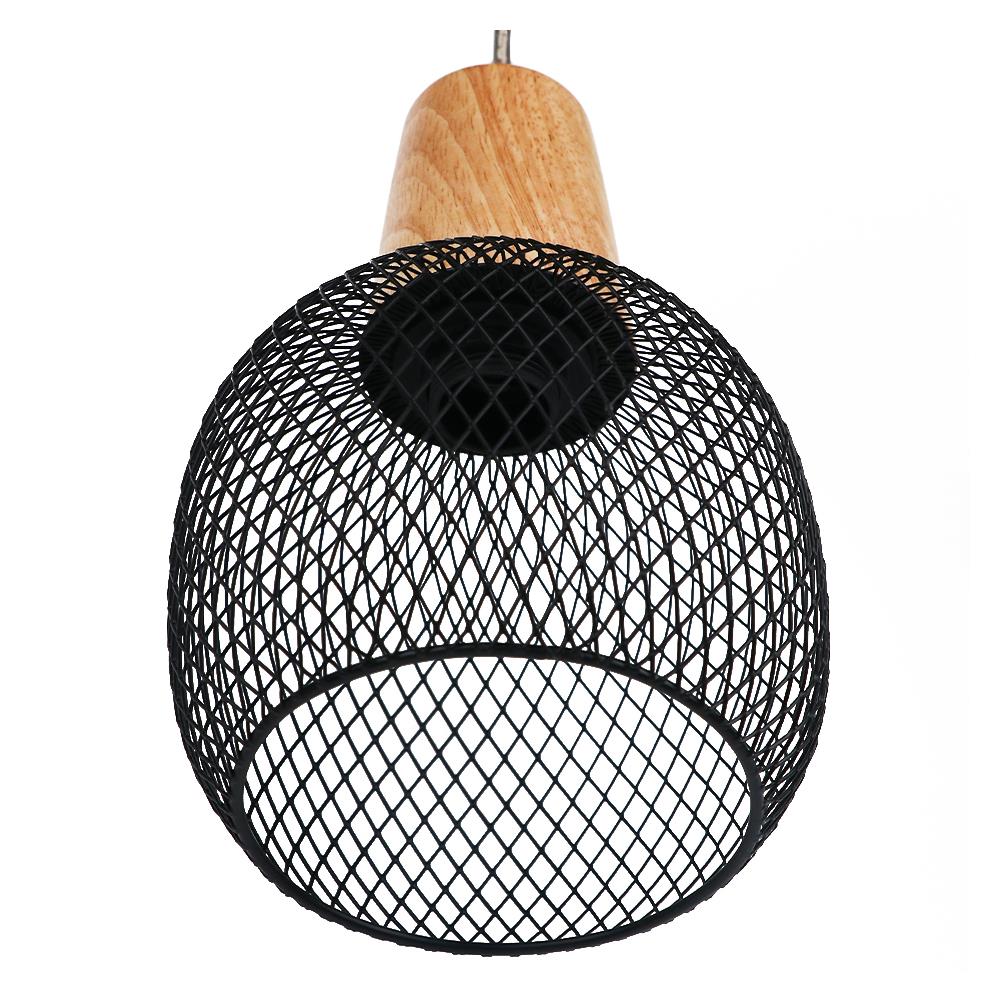 โคมไฟช่อ CARINI MODERN LP9601BK โลหะ/ไม้ สีดำ/ลายไม้ 3 หัว