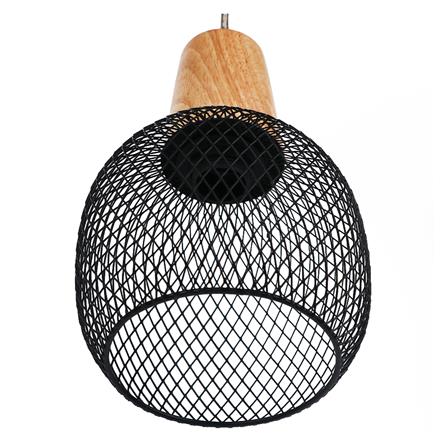 โคมไฟช่อ CARINI MODERN LP9601BK โลหะ/ไม้ สีดำ/ลายไม้ 3 หัว_1