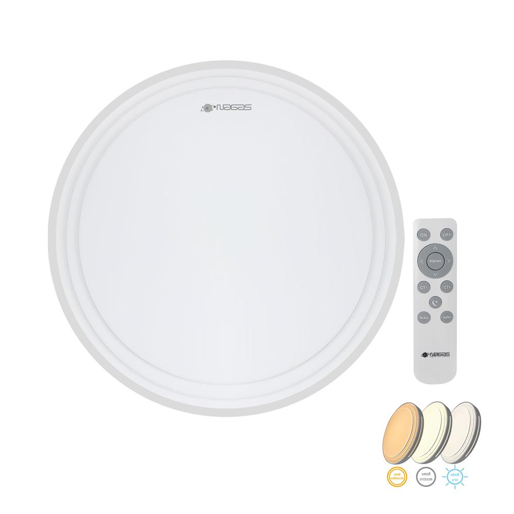 ไฟเพดาน LED NAGAS CLARA REMOTE 20 นิ้ว 42 วัตต์ DAYLIGHT/COOL WHITE/WARM WHITE สีขาว