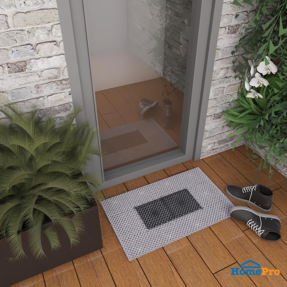พรมเช็ดเท้าดักฝุ่น HOME LIVING STYLE GRATE 42X56 ซม. สีเทา