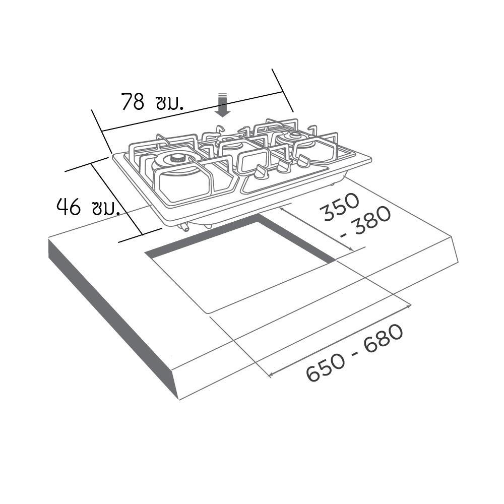 เตาฝังแก๊ส LUCKY FLAME LGS-972BT 78ซม.