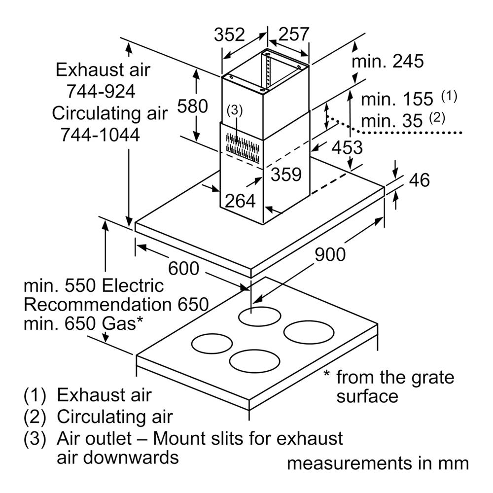 เครื่องดูดควันกลางห้อง BOSCH DIB98JQ50 90 ซม.